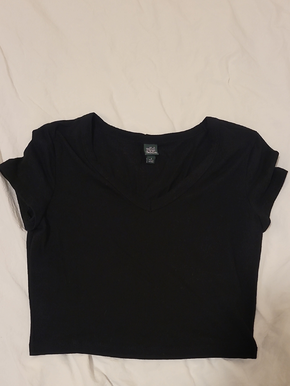 wild fable Black V-Neck Crop Top